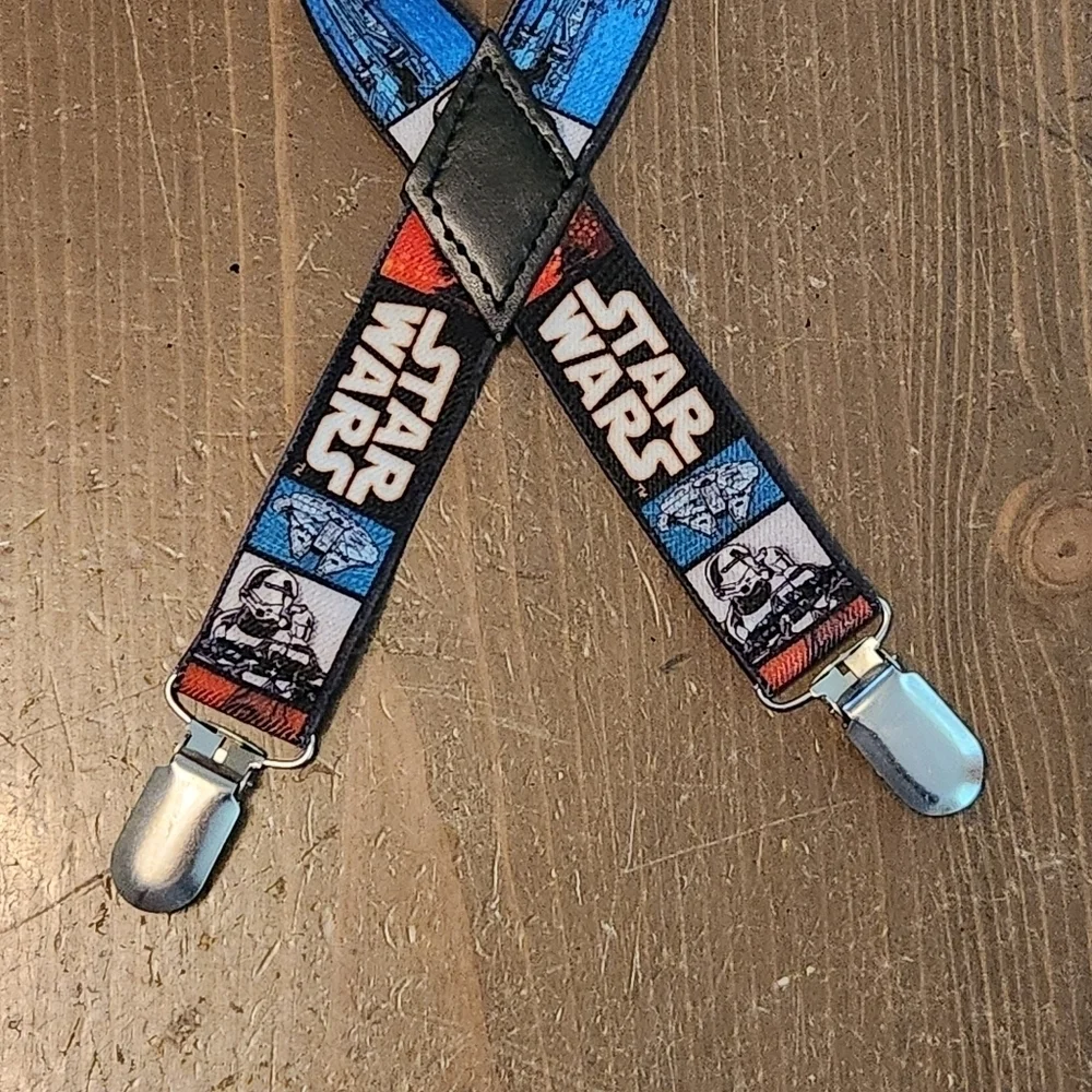 Star Wars Elastic Adjustable Clip-on Kids Suspenders Great Condition Multi-Color